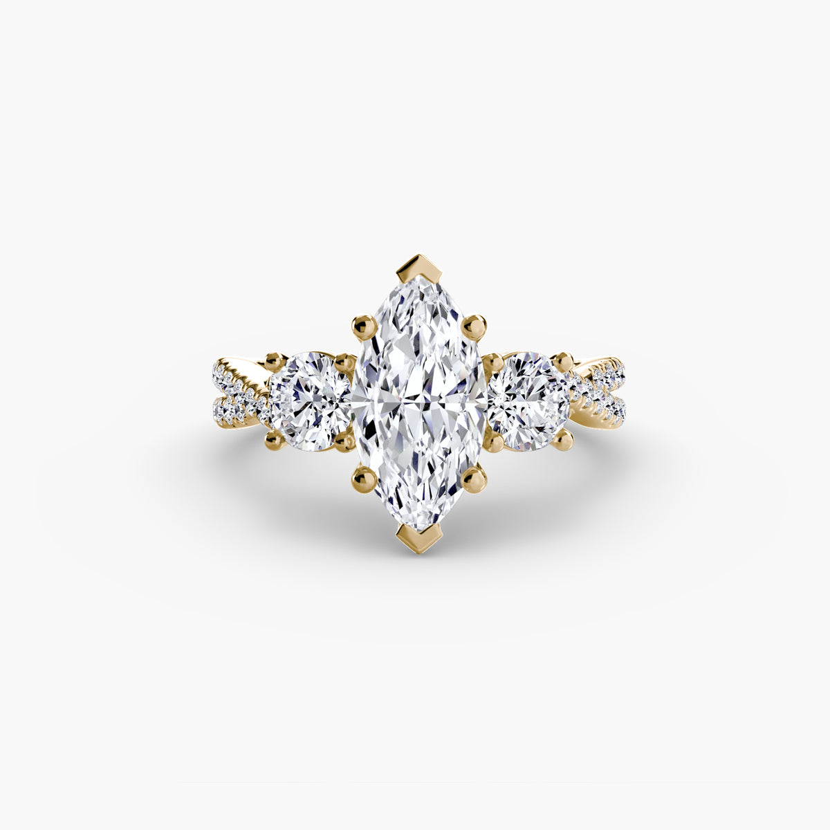 Three-Stone Pavé Engagement Ring – The Marcelle