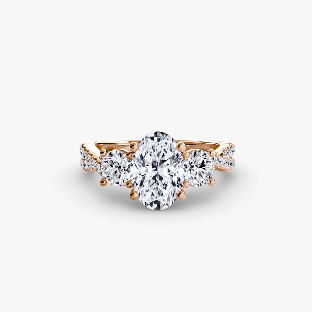 Three-Stone Pavé Engagement Ring – The Marcelle