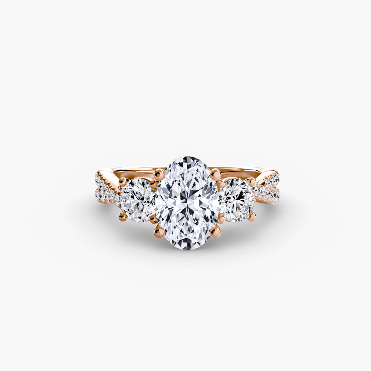 Three-Stone Pavé Engagement Ring – The Marcelle