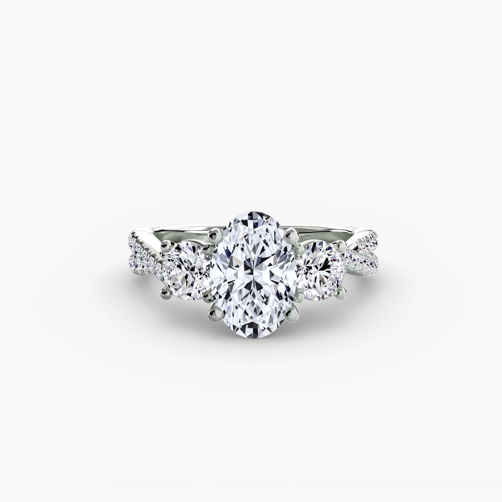 Three-Stone Pavé Engagement Ring – The Marcelle