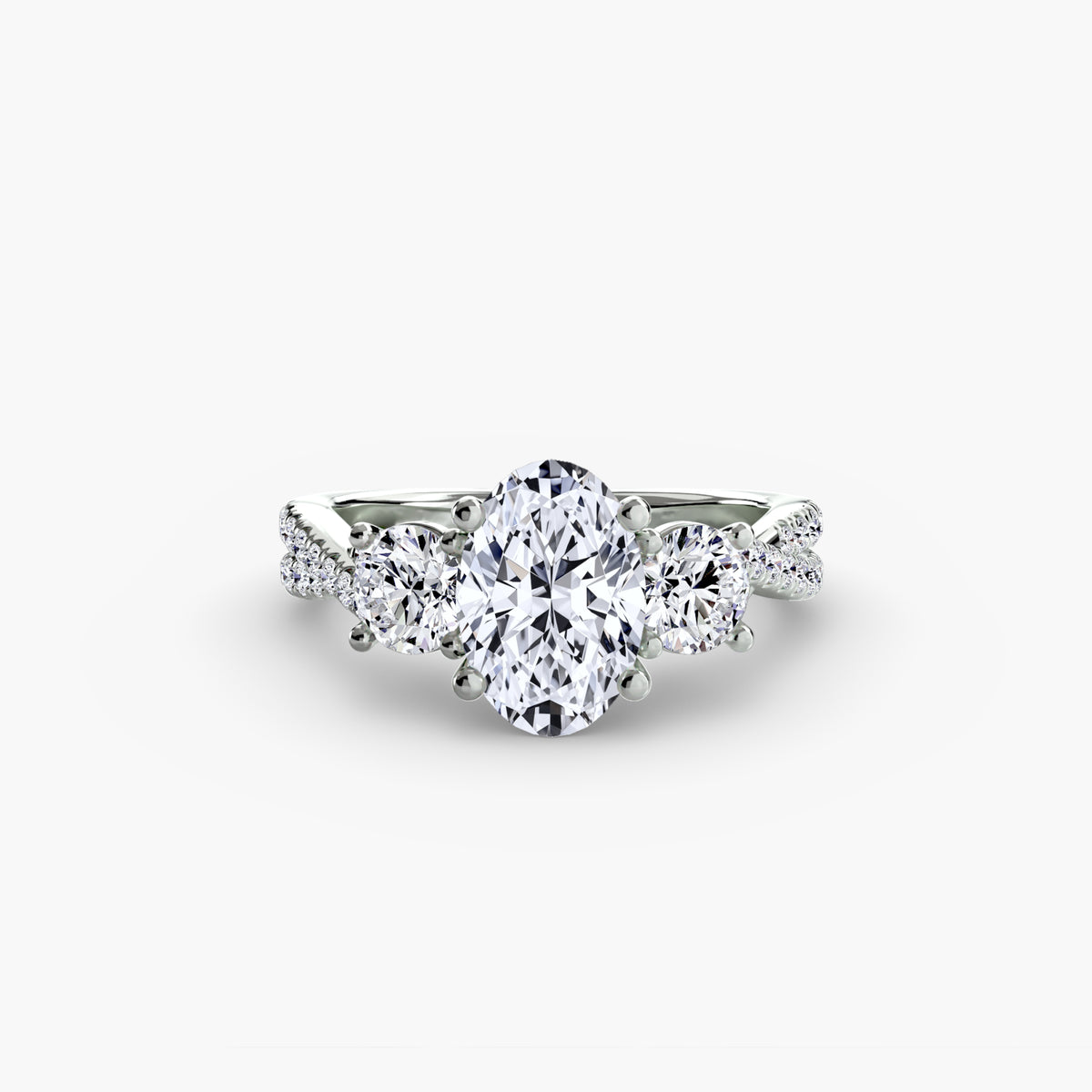 Three-Stone Pavé Engagement Ring – The Marcelle