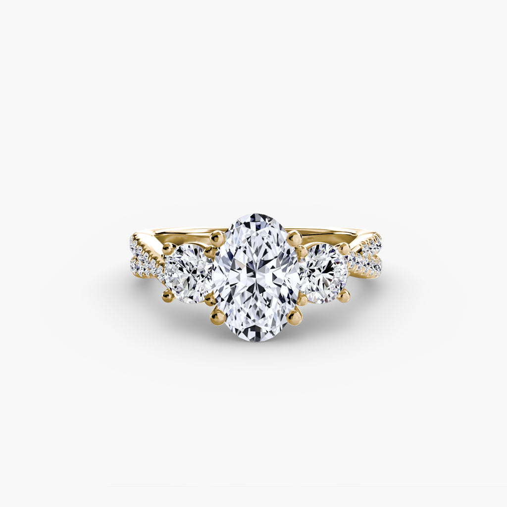 Three-Stone Pavé Engagement Ring – The Marcelle