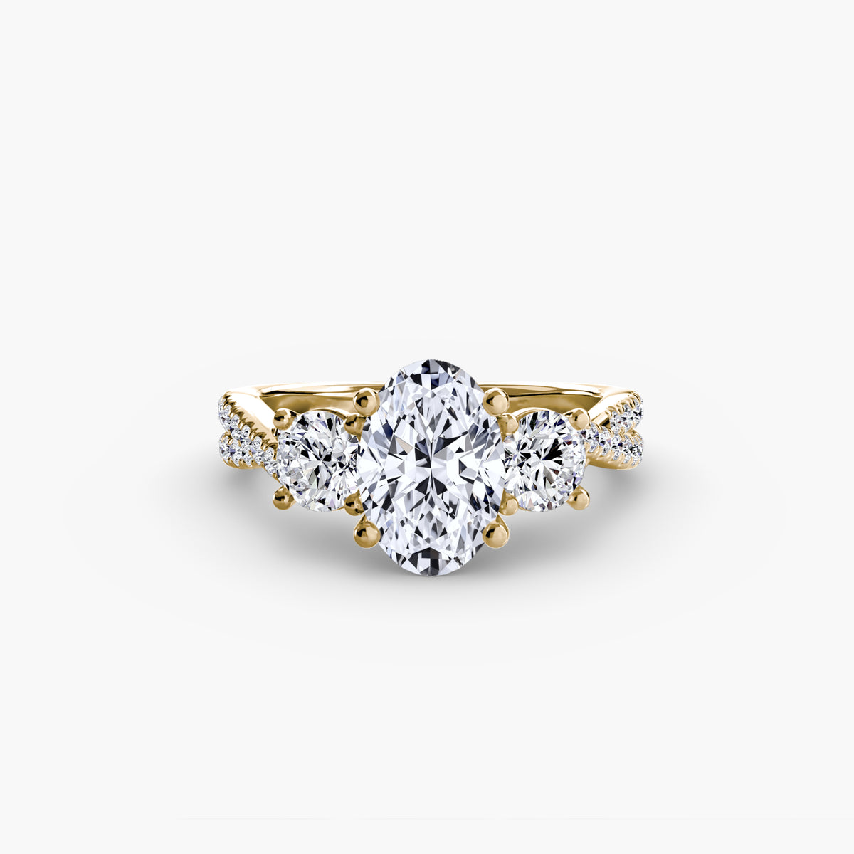 Three-Stone Pavé Engagement Ring – The Marcelle