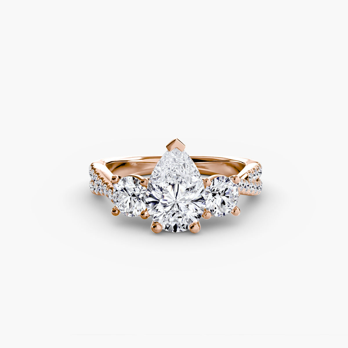 Three-Stone Pavé Engagement Ring – The Marcelle