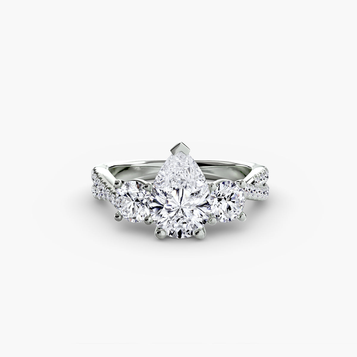 Three-Stone Pavé Engagement Ring – The Marcelle