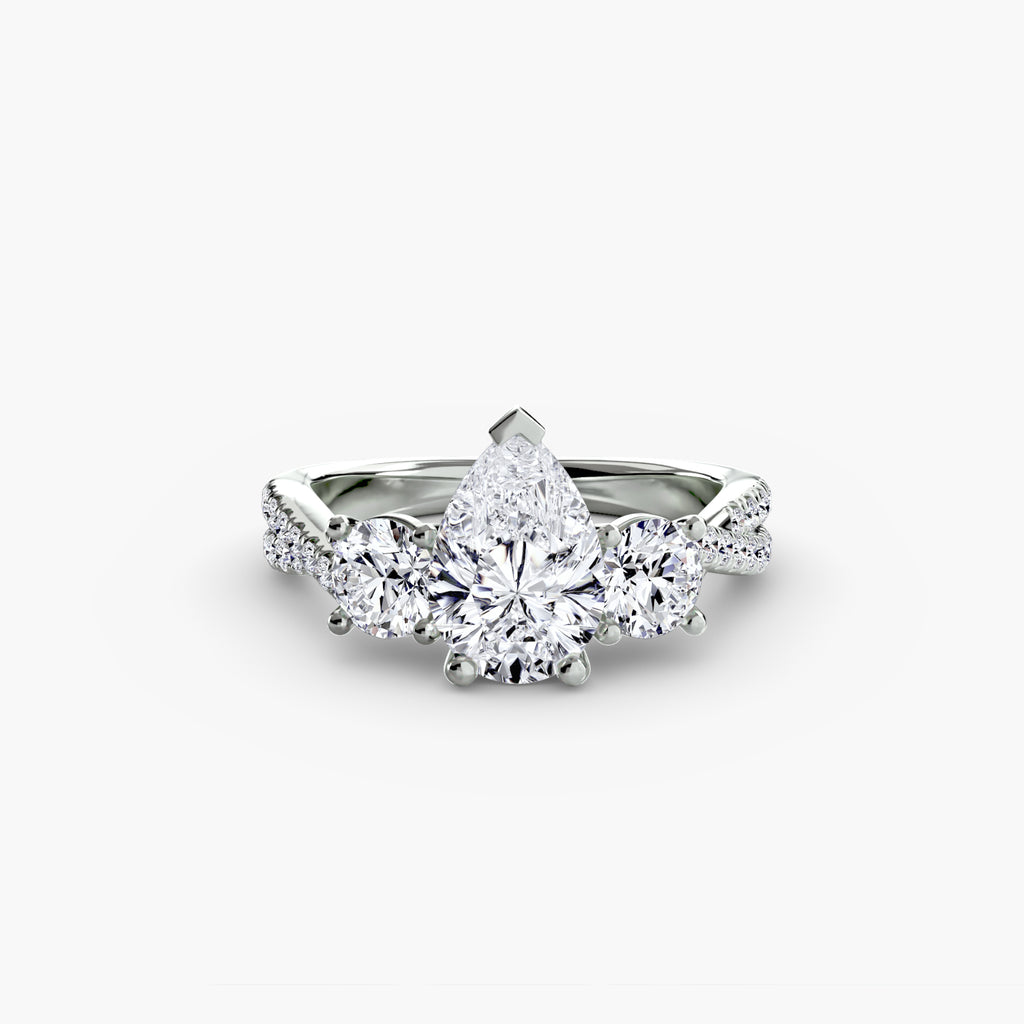 Three-Stone Pavé Engagement Ring – The Marcelle