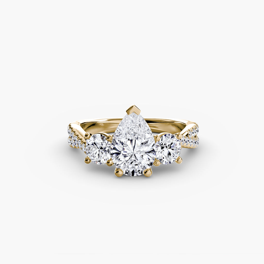 Three-Stone Pavé Engagement Ring – The Marcelle