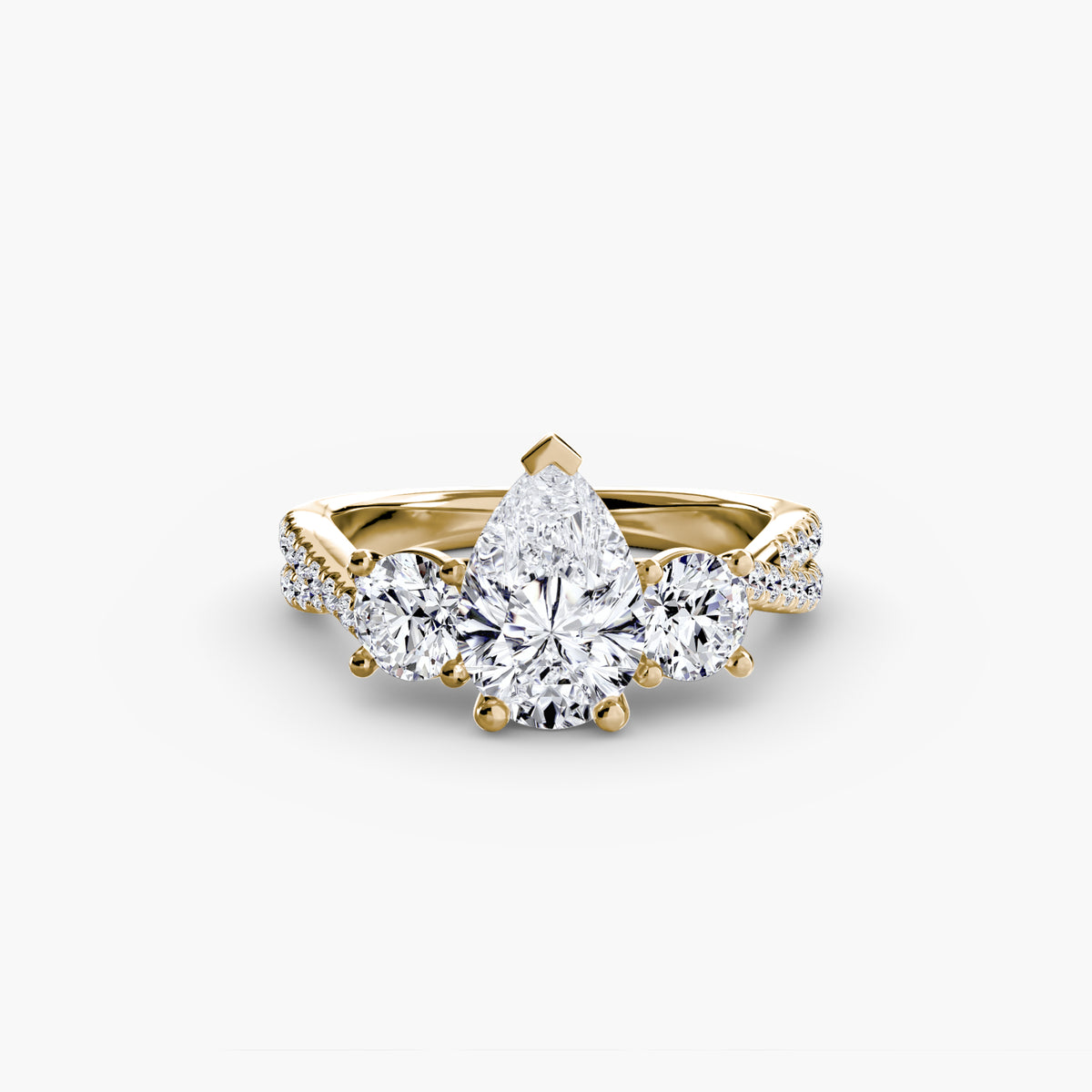 Three-Stone Pavé Engagement Ring – The Marcelle