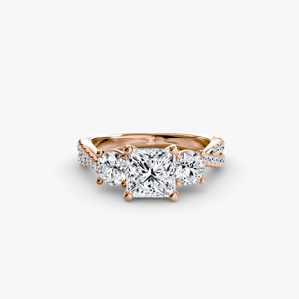 Three-Stone Pavé Engagement Ring – The Marcelle