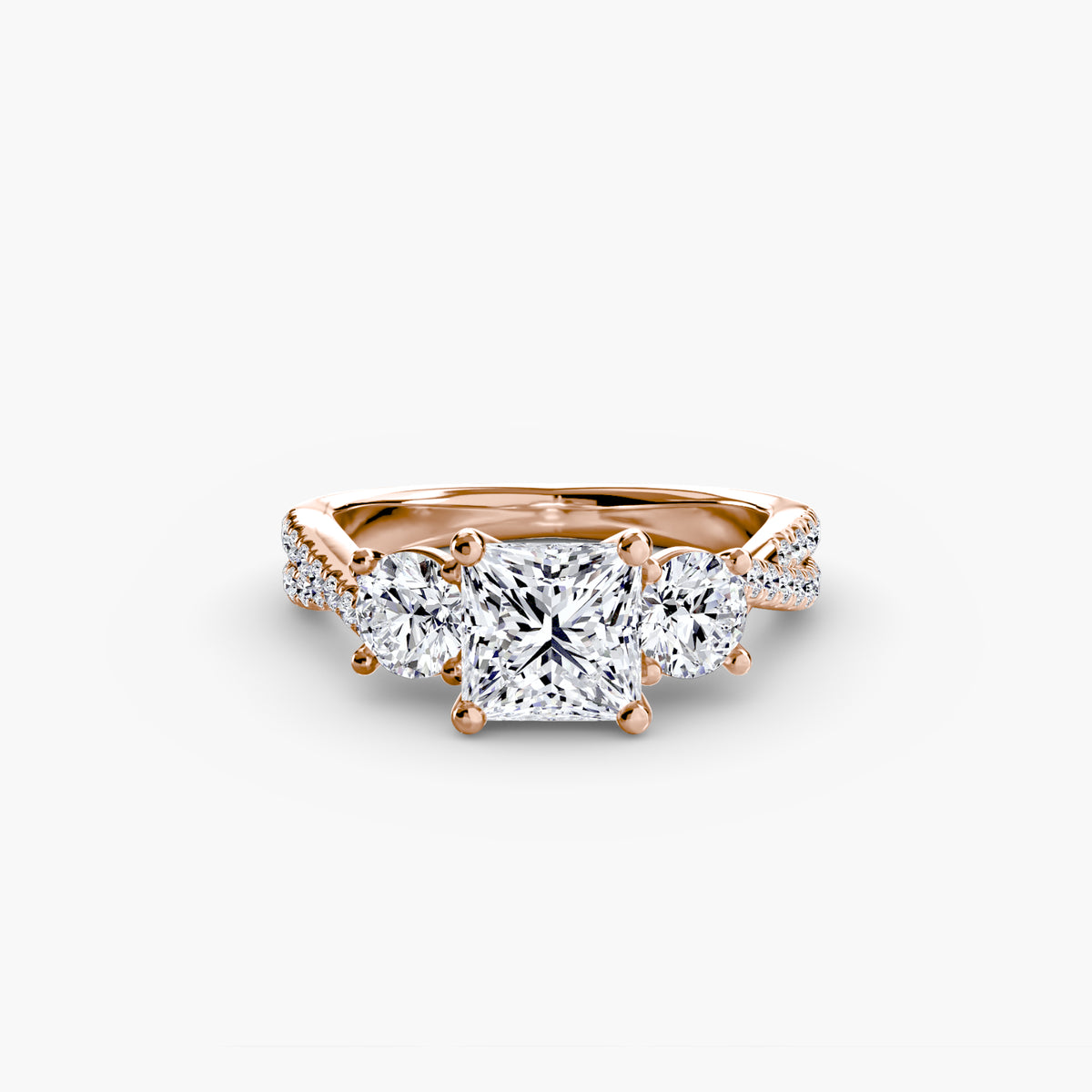 Three-Stone Pavé Engagement Ring – The Marcelle
