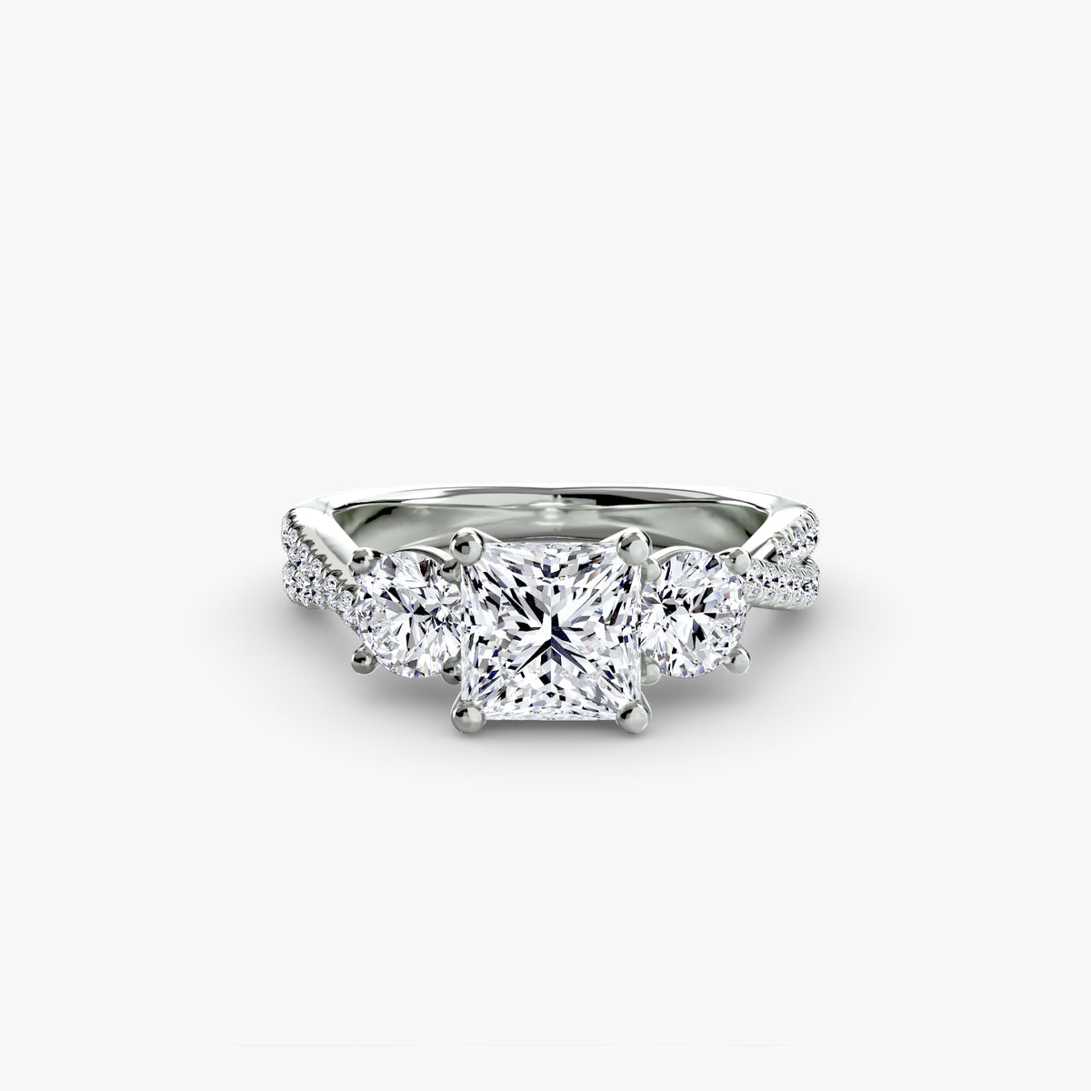Three-stone pavé engagement ring – The Marcelle