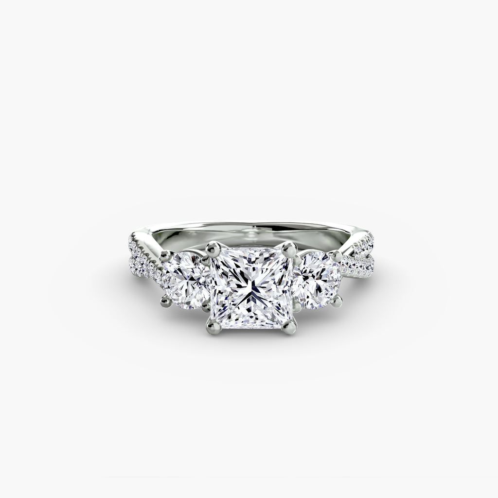 Three-Stone Pavé Engagement Ring – The Marcelle