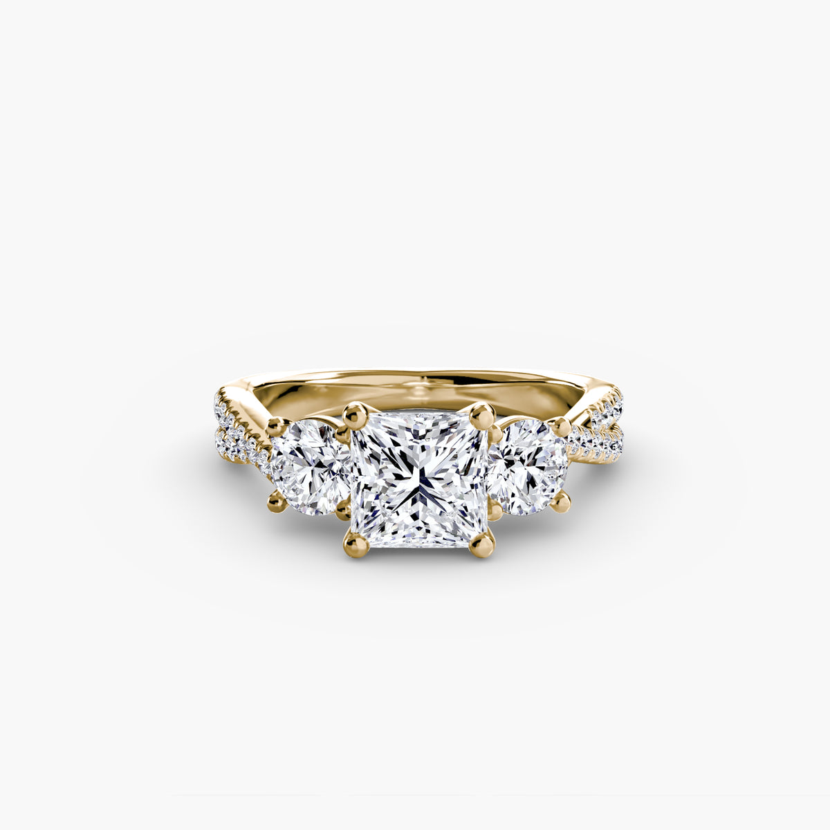 Three-Stone Pavé Engagement Ring – The Marcelle