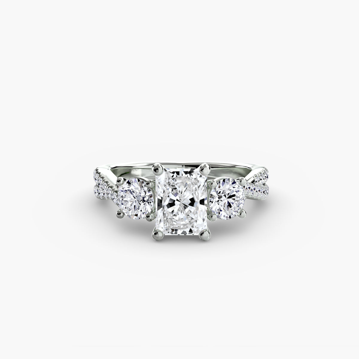 Three-Stone Pavé Engagement Ring – The Marcelle