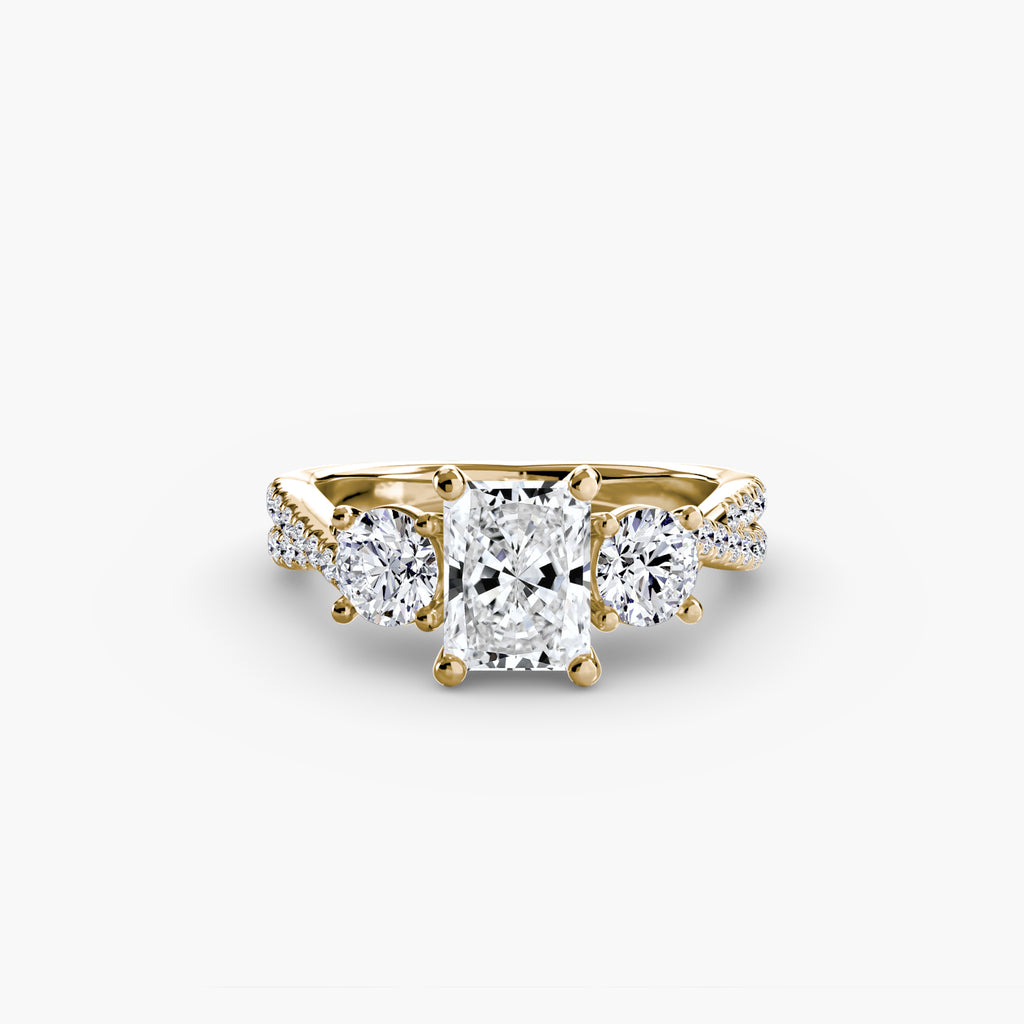 Three-Stone Pavé Engagement Ring – The Marcelle