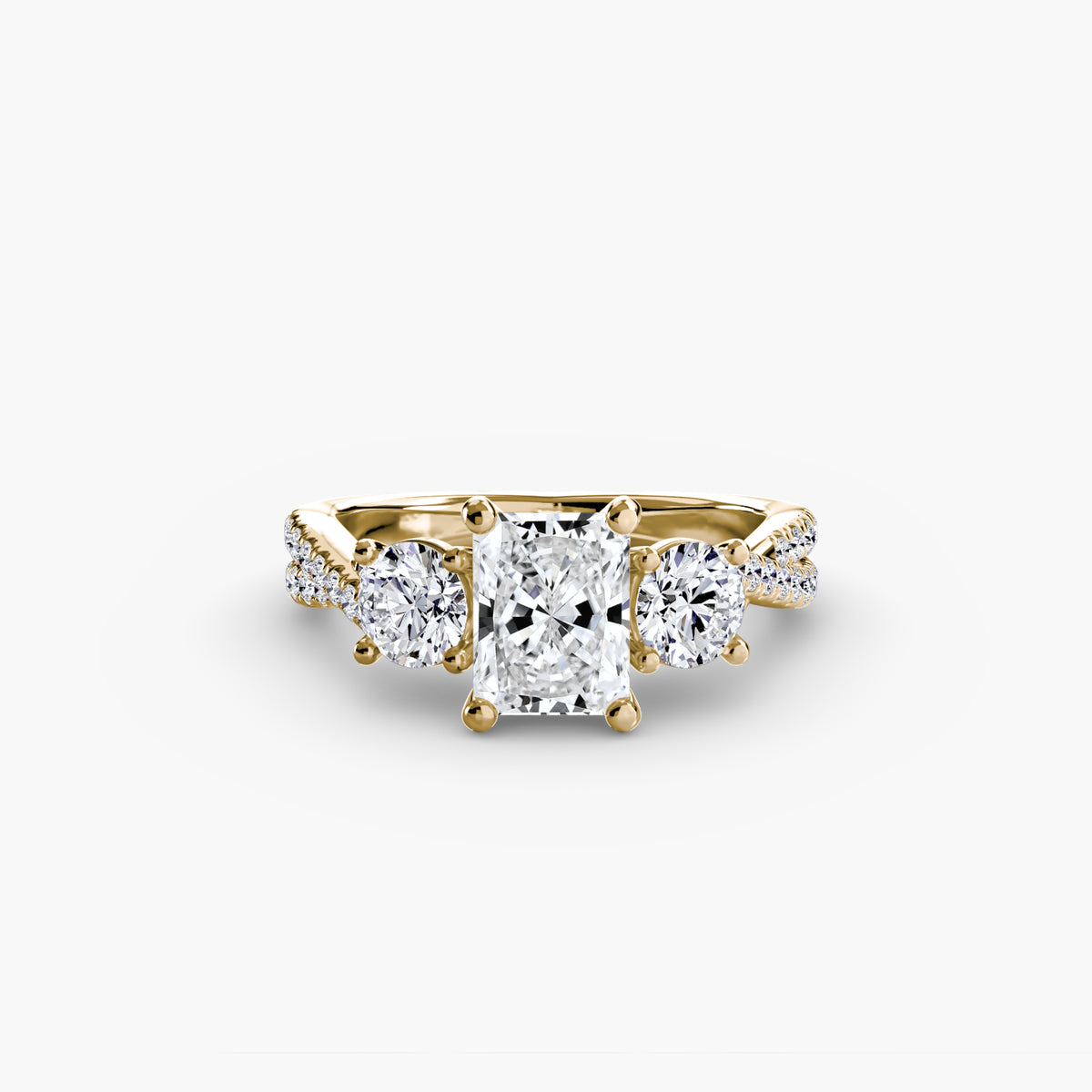 Three-Stone Pavé Engagement Ring – The Marcelle