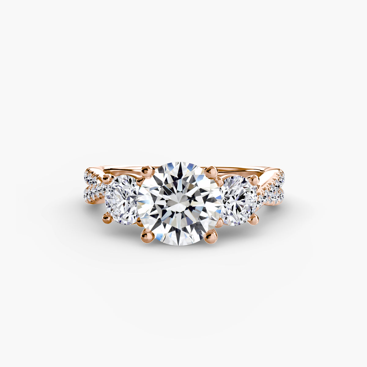 Three-Stone Pavé Engagement Ring – The Marcelle
