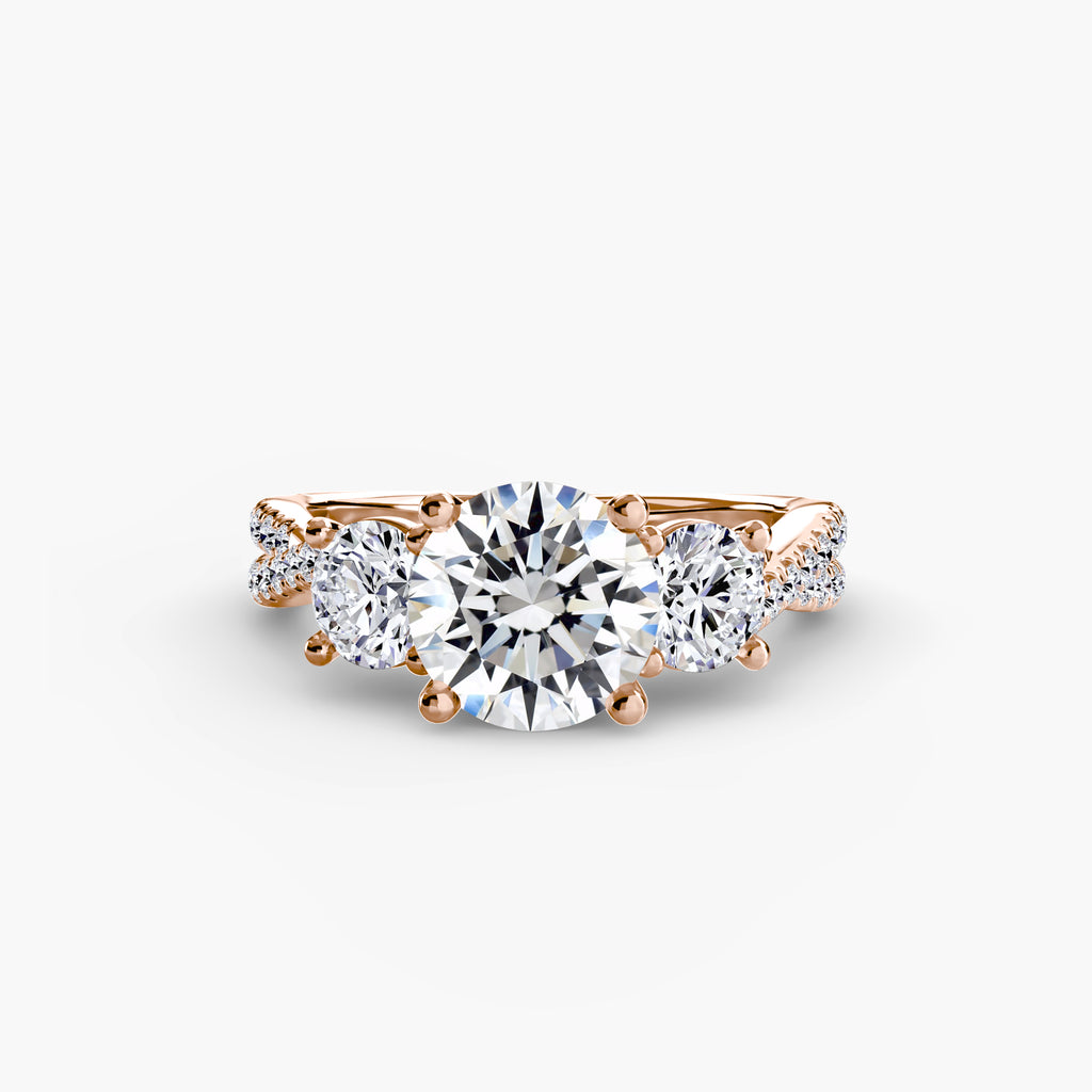 Three-Stone Pavé Engagement Ring – The Marcelle