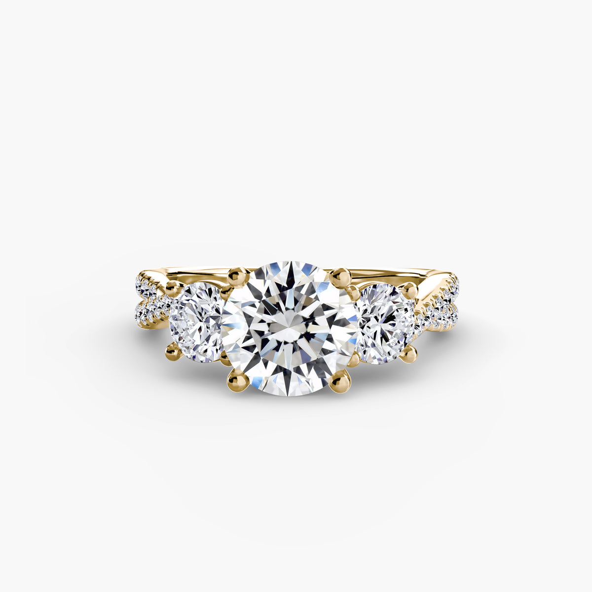 Three-Stone Pavé Engagement Ring – The Marcelle