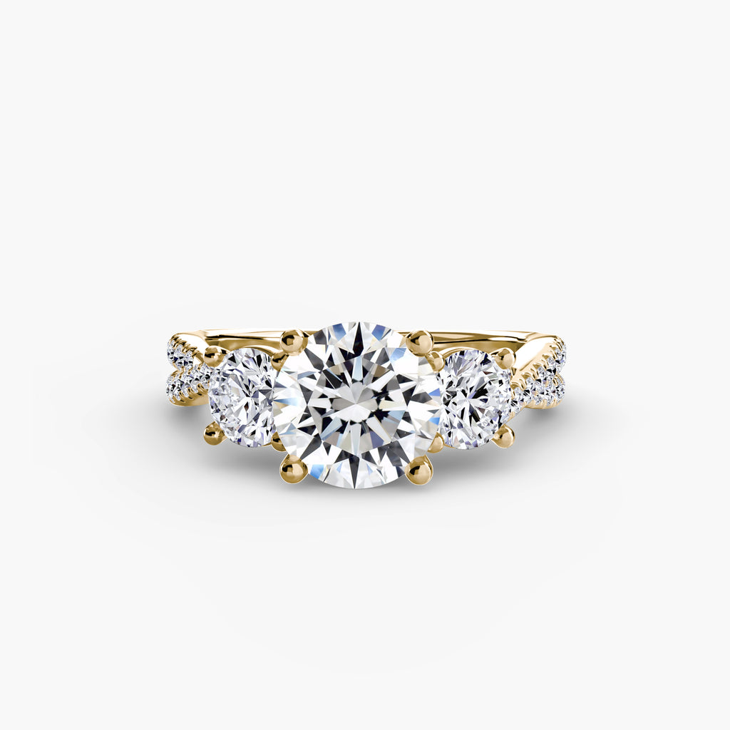 Three-Stone Pavé Engagement Ring – The Marcelle