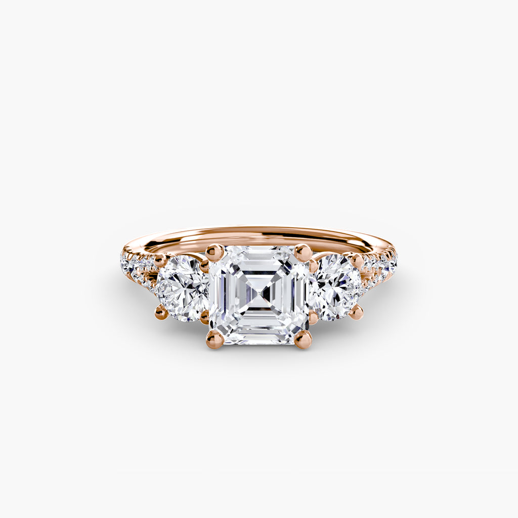 Delilcate Three-Stone Pavé Engagement Ring – The Violette