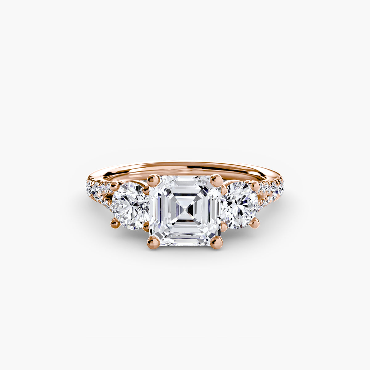 Delilcate Three-Stone Pavé Engagement Ring – The Violette
