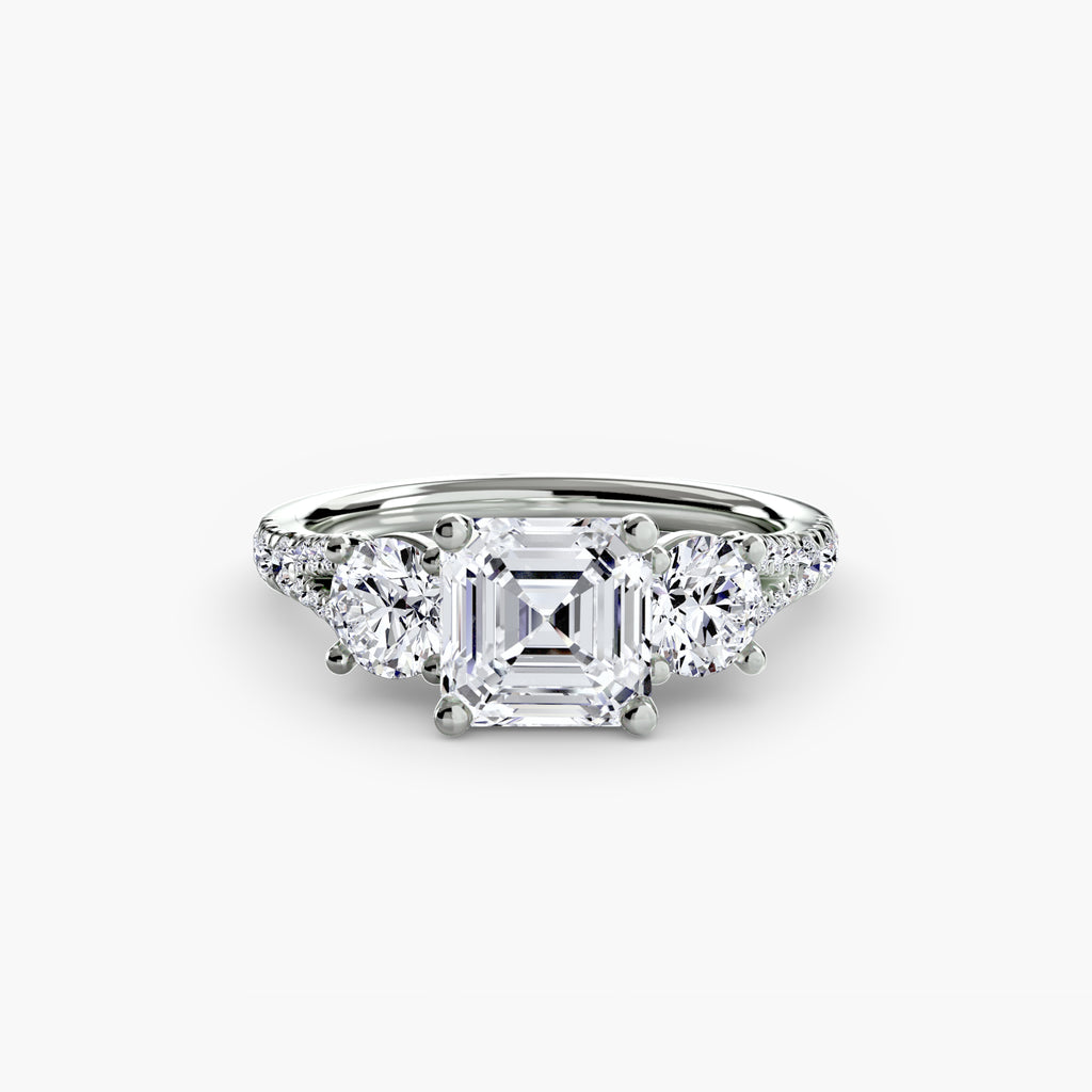 Delilcate Three-Stone Pavé Engagement Ring – The Violette