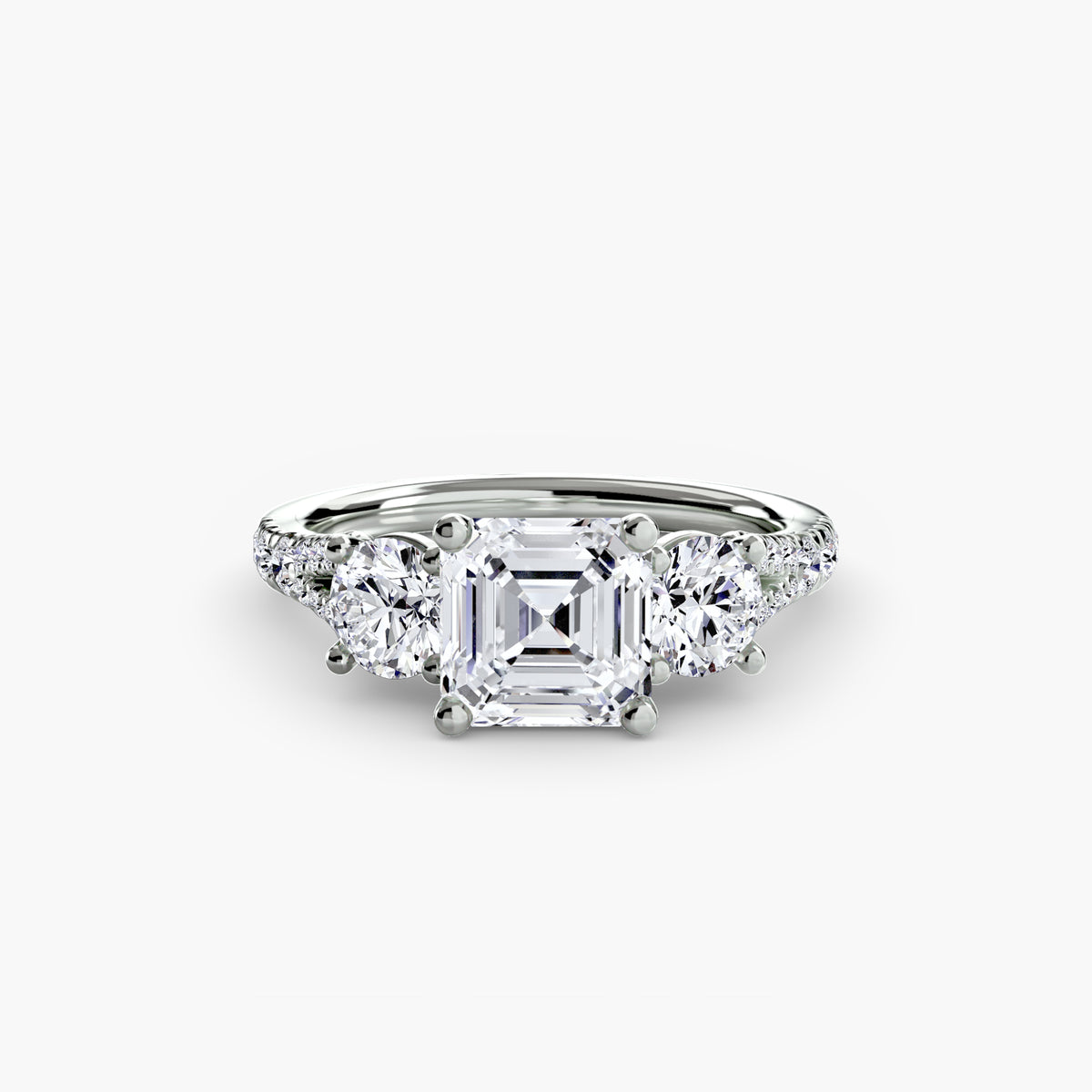 Delilcate Three-Stone Pavé Engagement Ring – The Violette