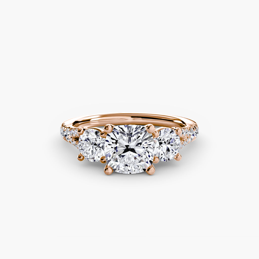 Delilcate Three-Stone Pavé Engagement Ring – The Violette