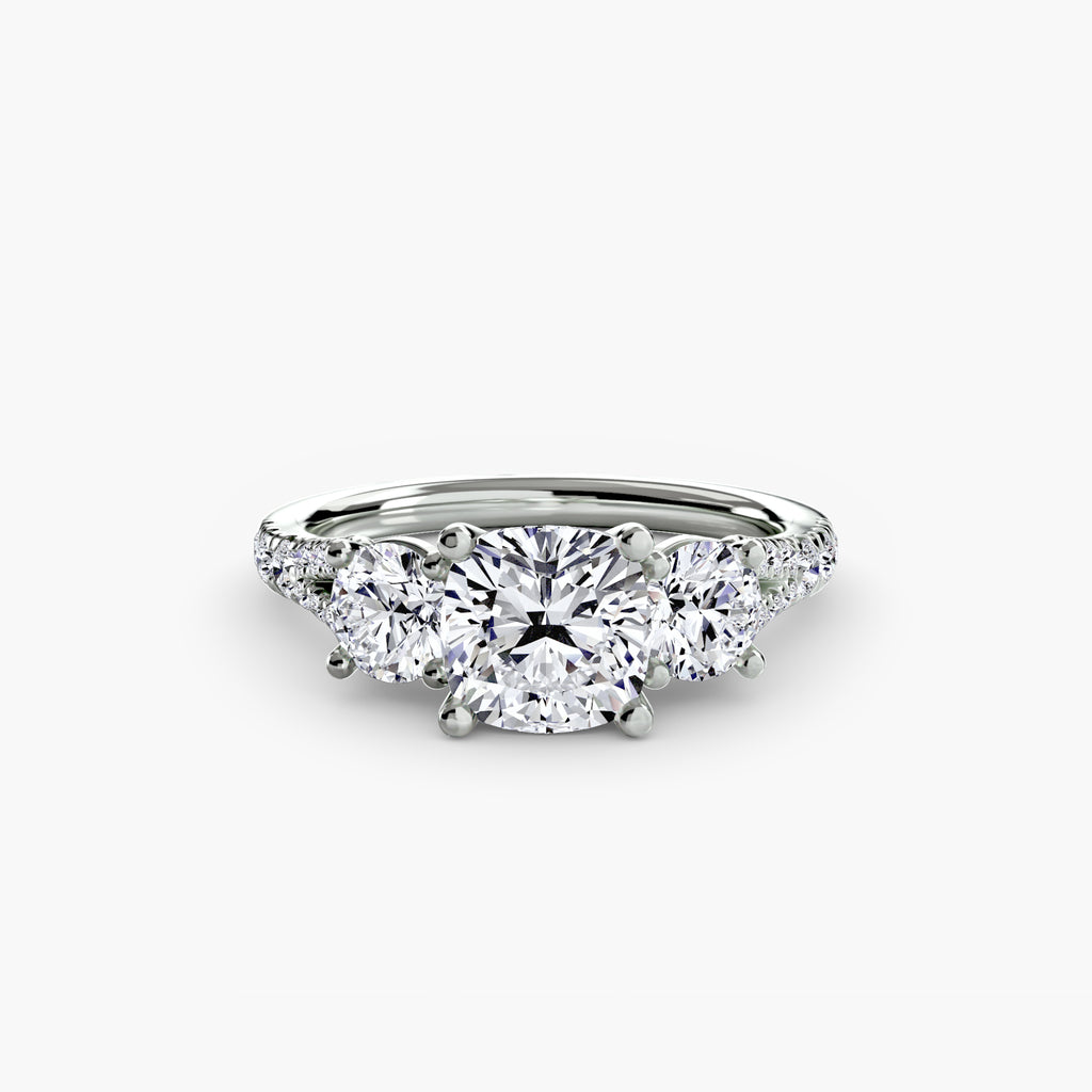 Delilcate Three-Stone Pavé Engagement Ring – The Violette