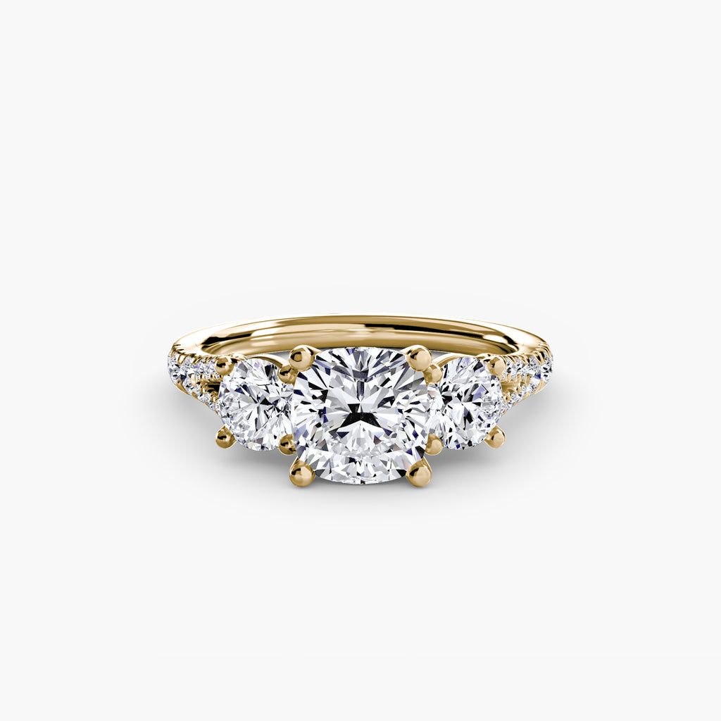 Delilcate Three-Stone Pavé Engagement Ring – The Violette