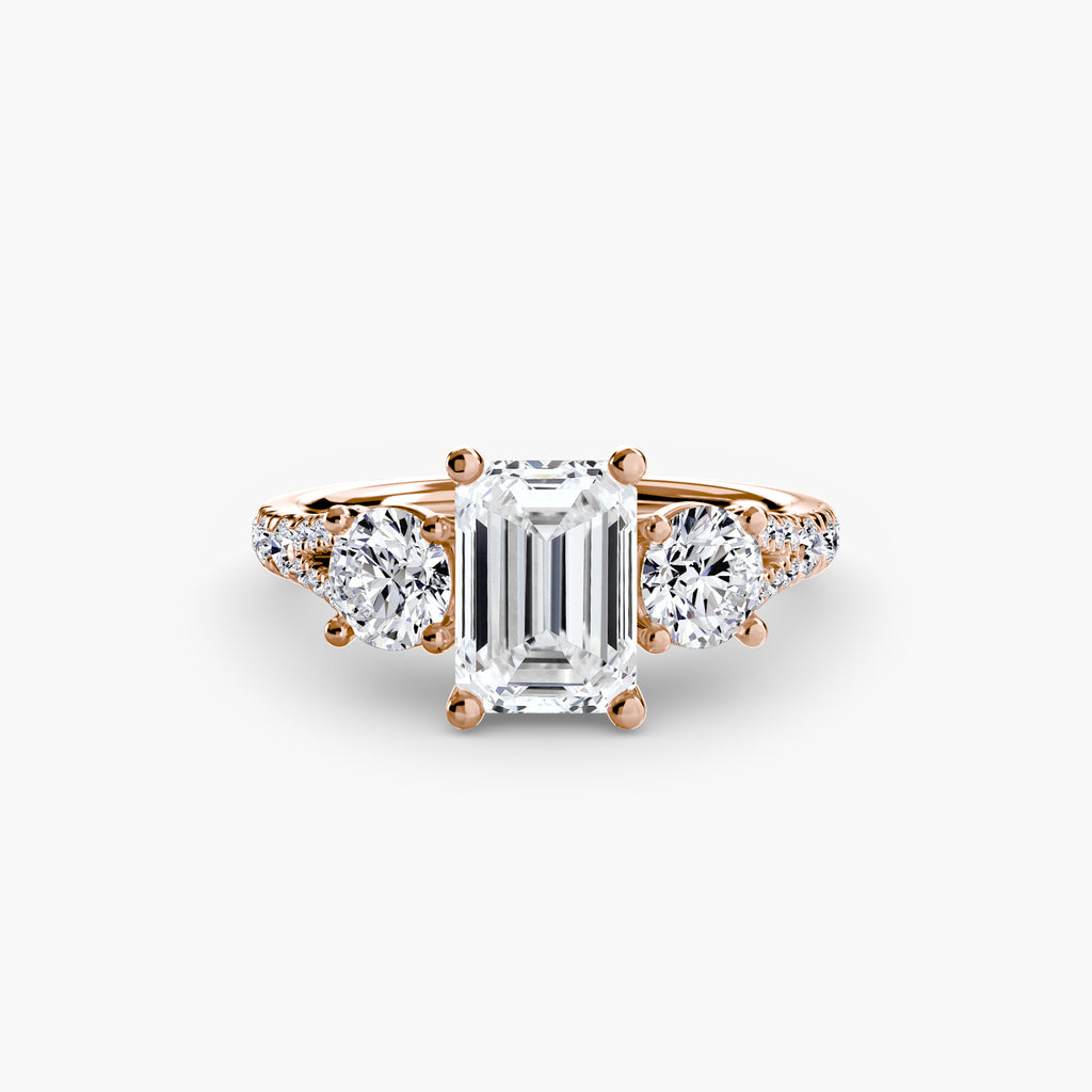 Delilcate Three-Stone Pavé Engagement Ring – The Violette