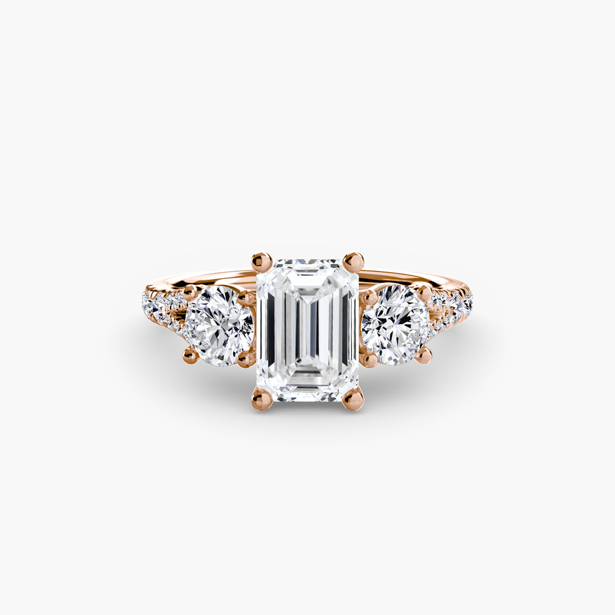 Delilcate Three-Stone Pavé Engagement Ring – The Violette