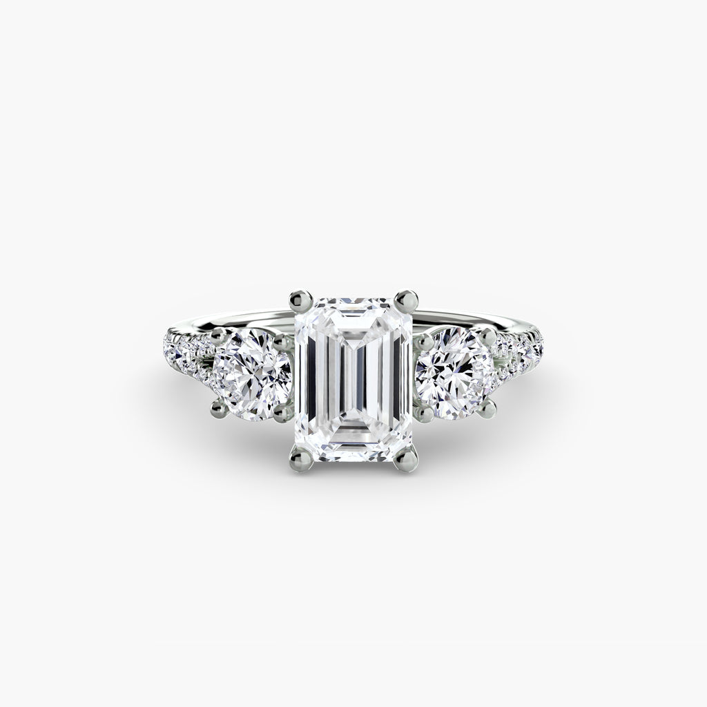 Delilcate Three-Stone Pavé Engagement Ring – The Violette