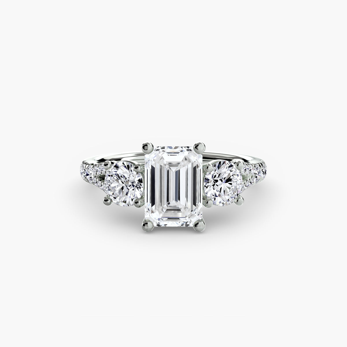 Delilcate Three-Stone Pavé Engagement Ring – The Violette