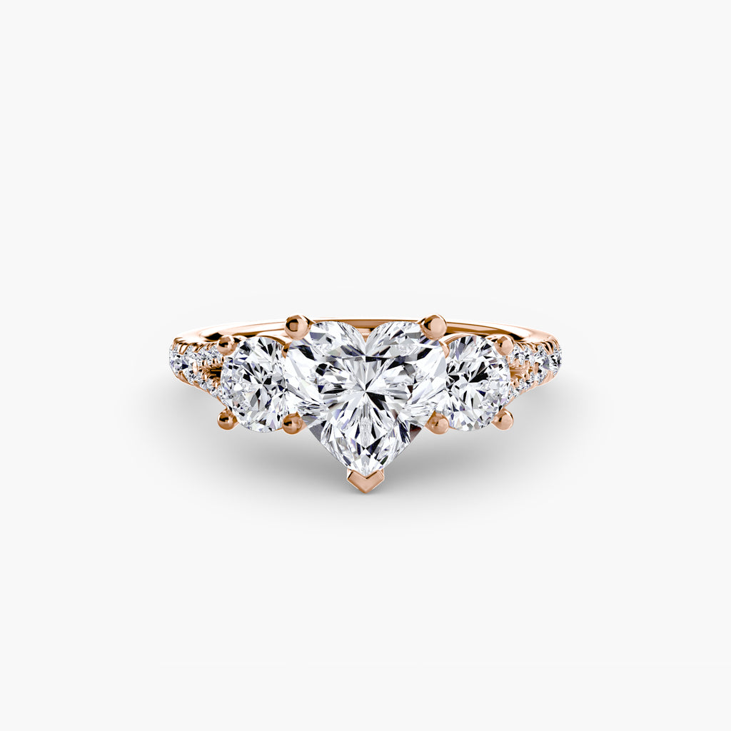 Delilcate Three-Stone Pavé Engagement Ring – The Violette
