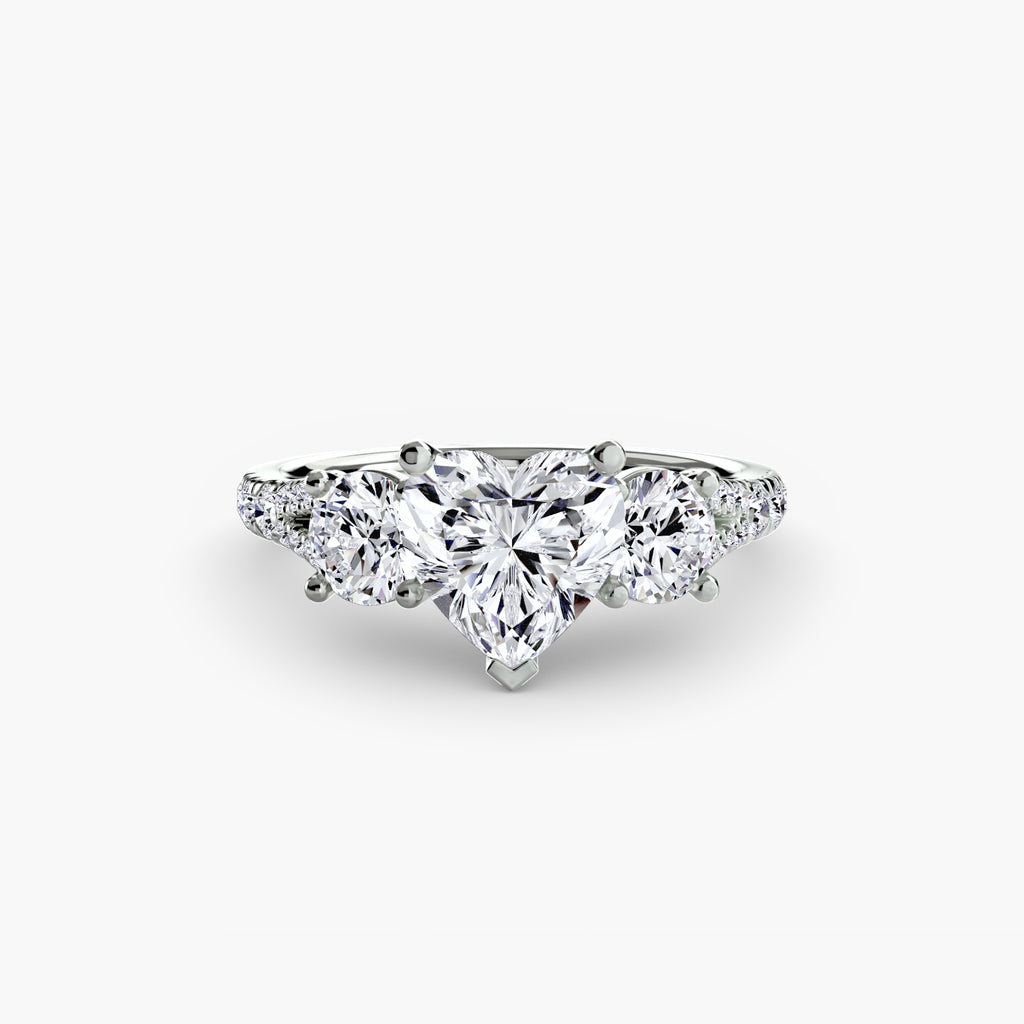 Delilcate Three-Stone Pavé Engagement Ring – The Violette