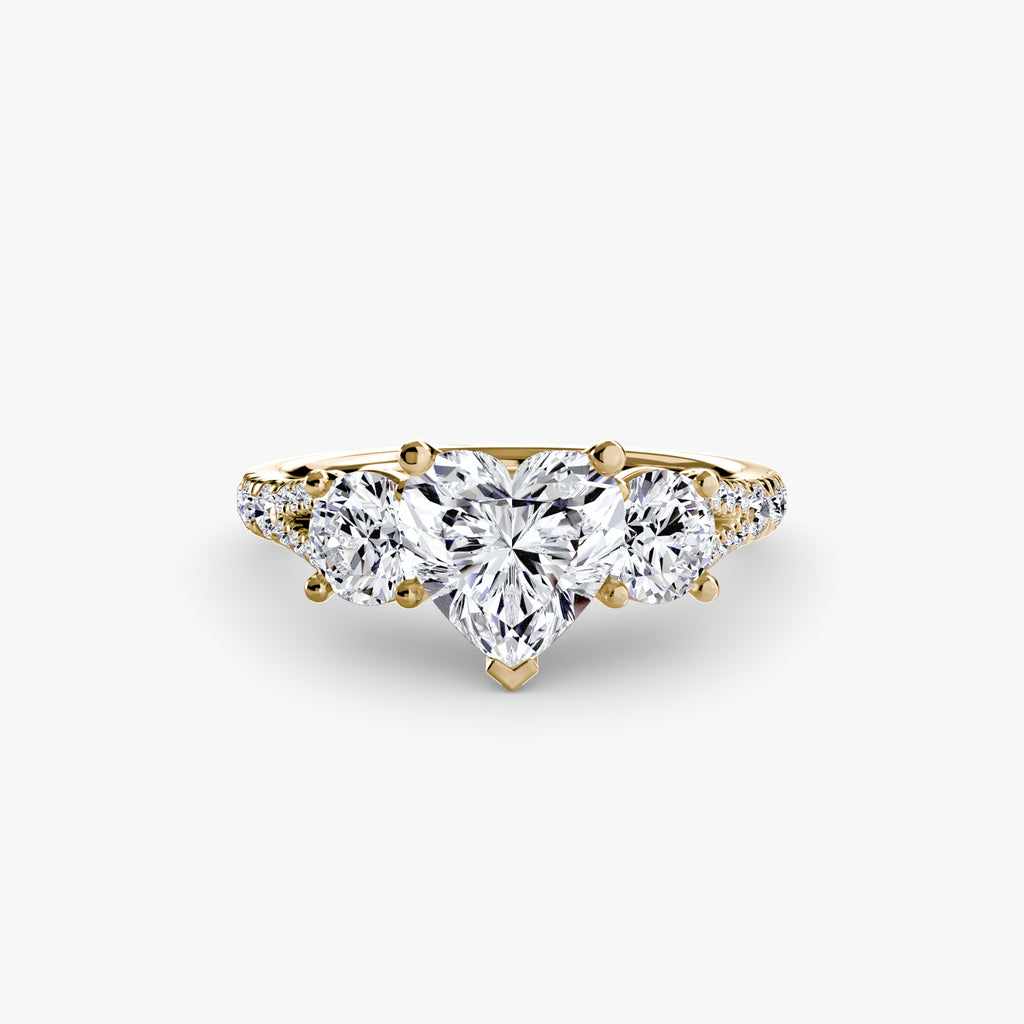 Delilcate Three-Stone Pavé Engagement Ring – The Violette
