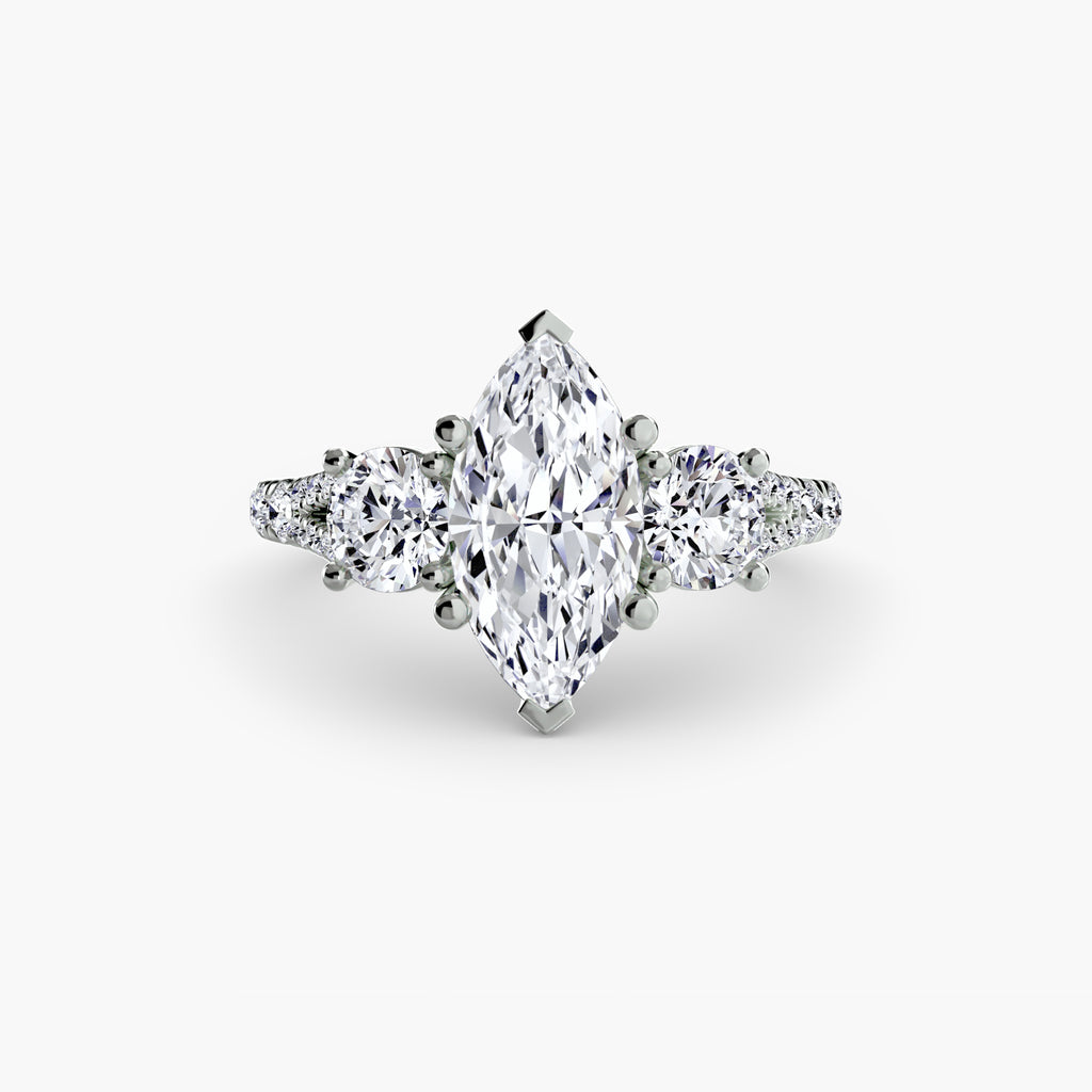 Delilcate Three-Stone Pavé Engagement Ring – The Violette