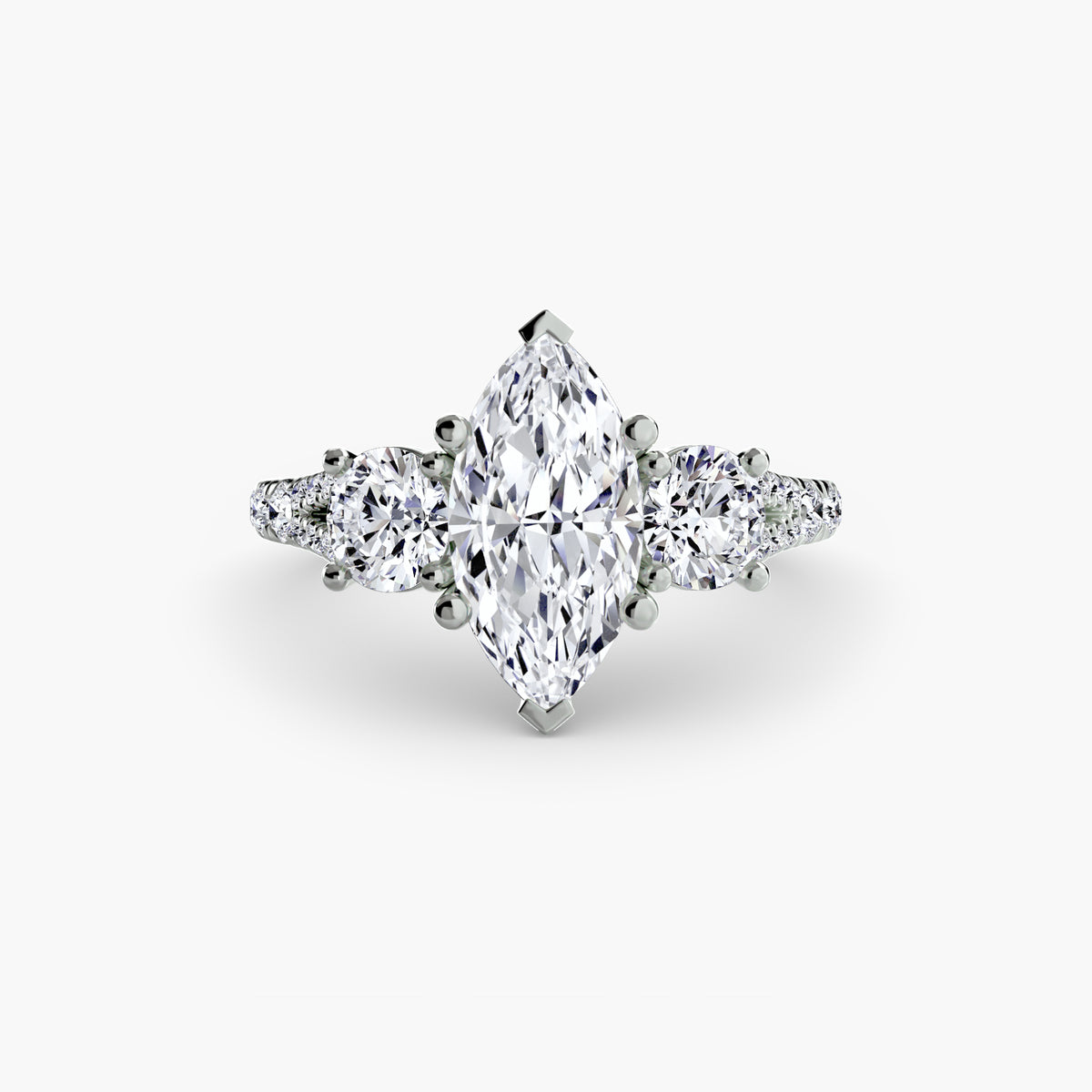 Delilcate Three-Stone Pavé Engagement Ring – The Violette