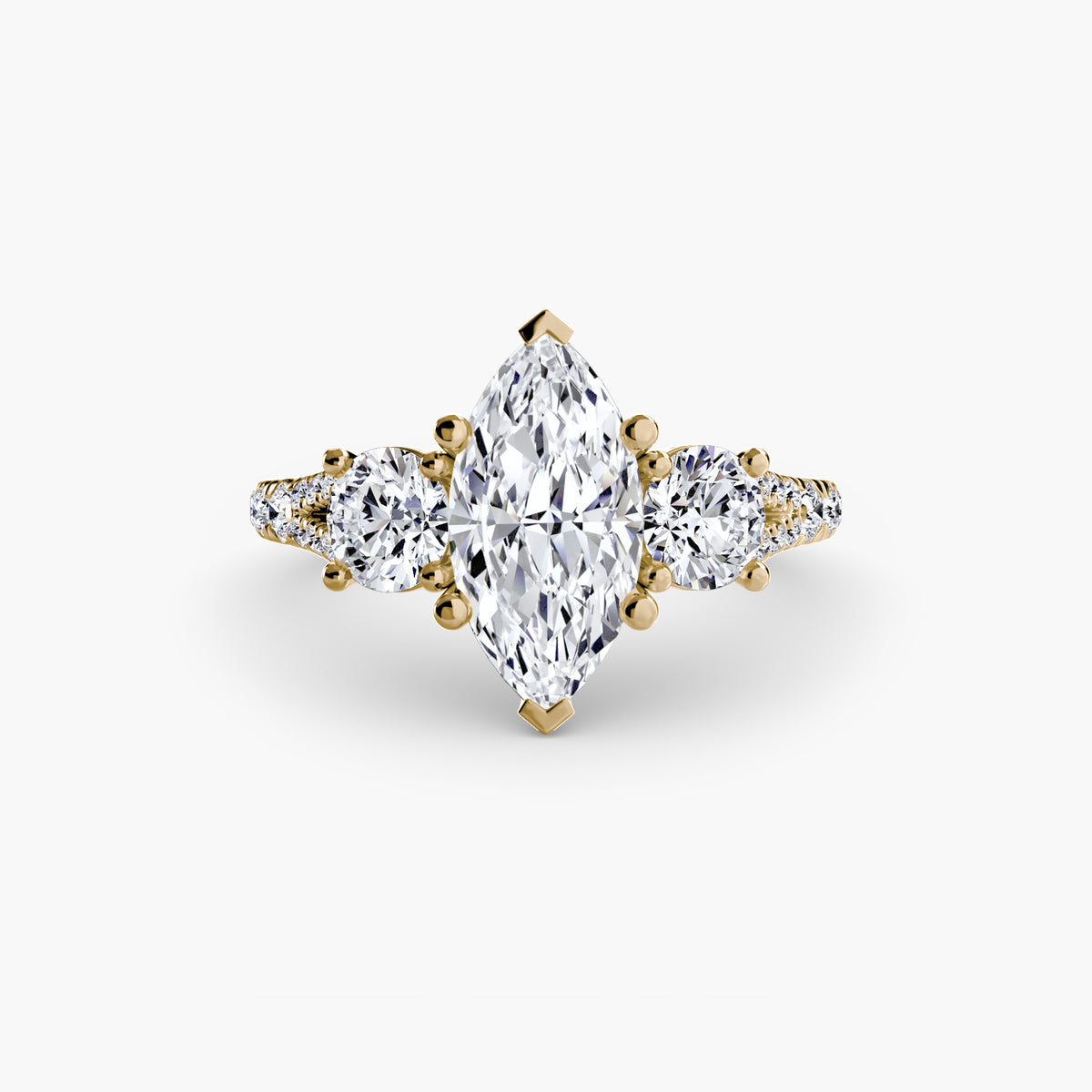 Delilcate Three-Stone Pavé Engagement Ring – The Violette