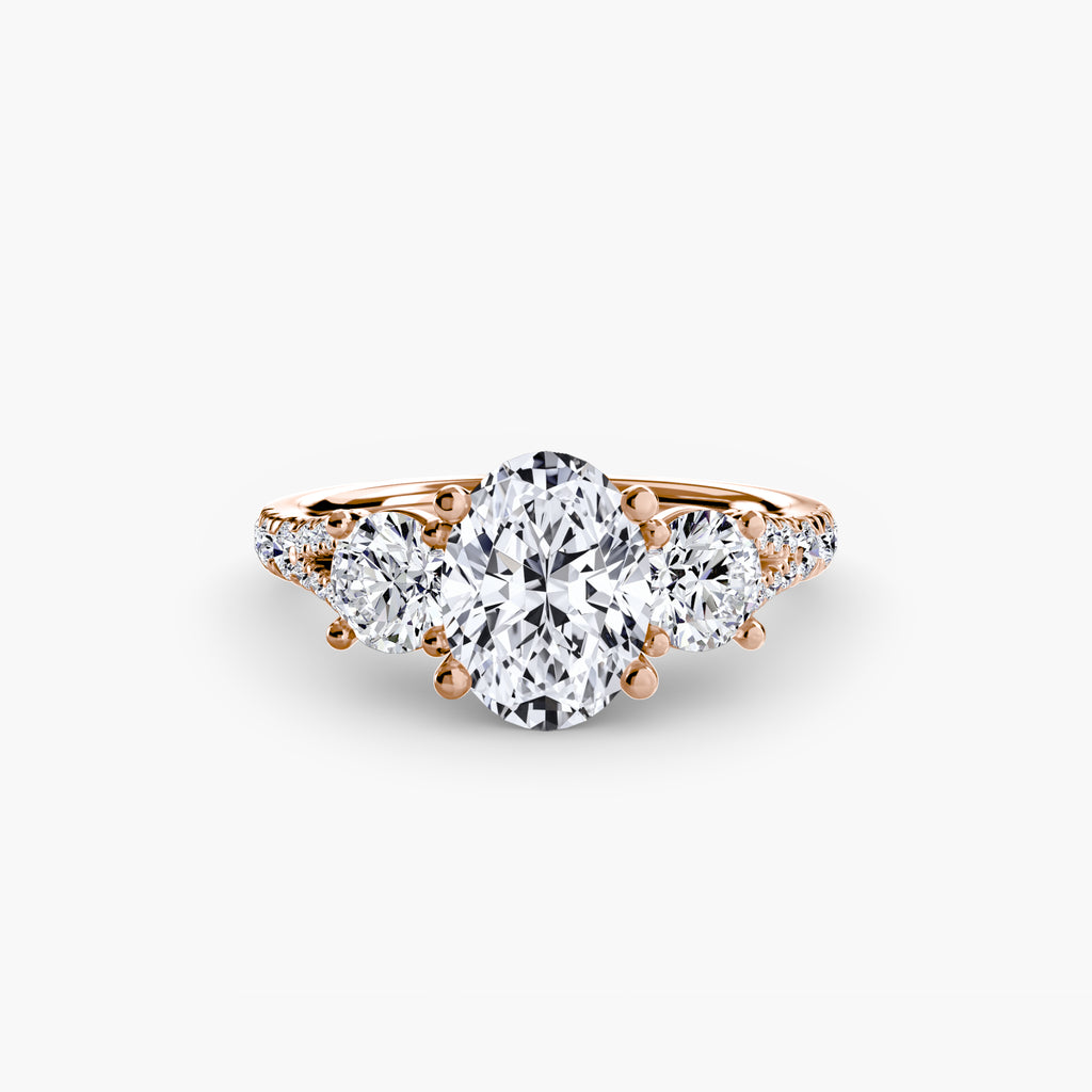 Delilcate Three-Stone Pavé Engagement Ring – The Violette