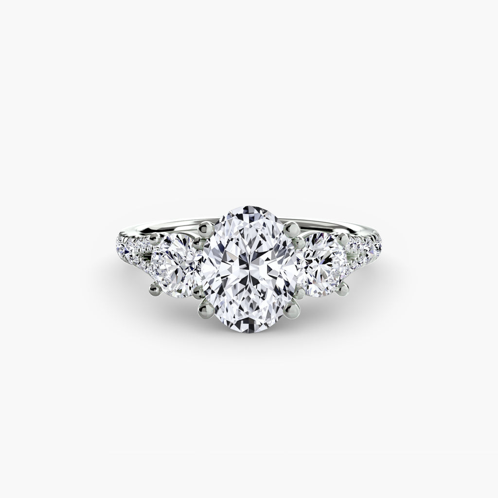 Delilcate Three-Stone Pavé Engagement Ring – The Violette