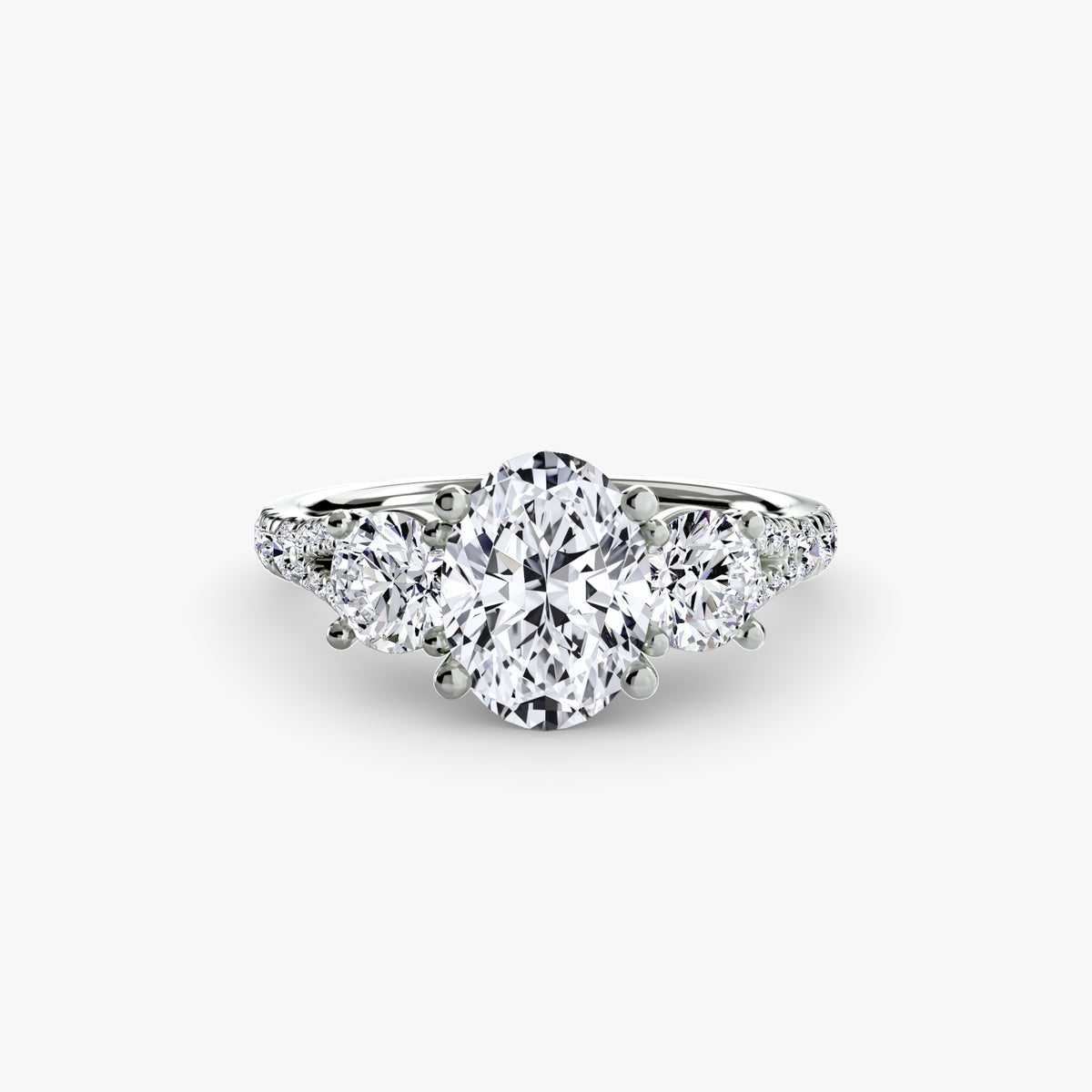 Delilcate Three-Stone Pavé Engagement Ring – The Violette