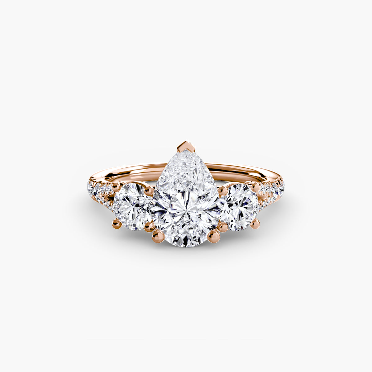 Delilcate Three-Stone Pavé Engagement Ring – The Violette