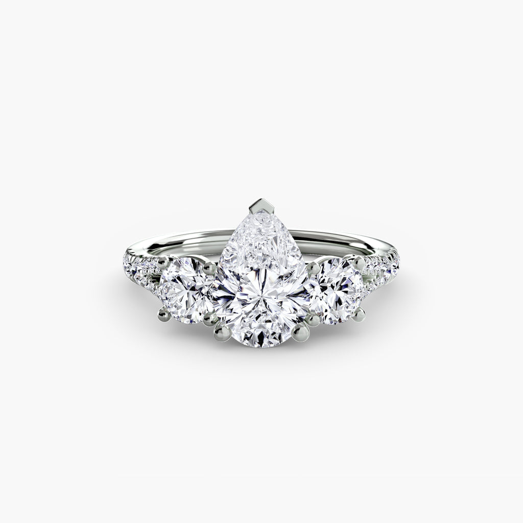 Delilcate Three-Stone Pavé Engagement Ring – The Violette