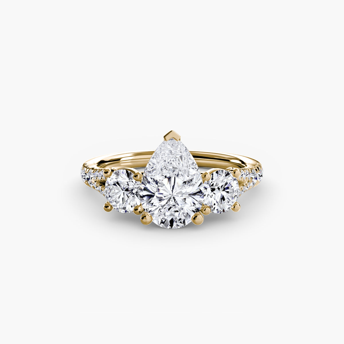 Delilcate Three-Stone Pavé Engagement Ring – The Violette