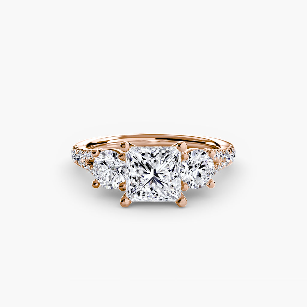 Delilcate Three-Stone Pavé Engagement Ring – The Violette