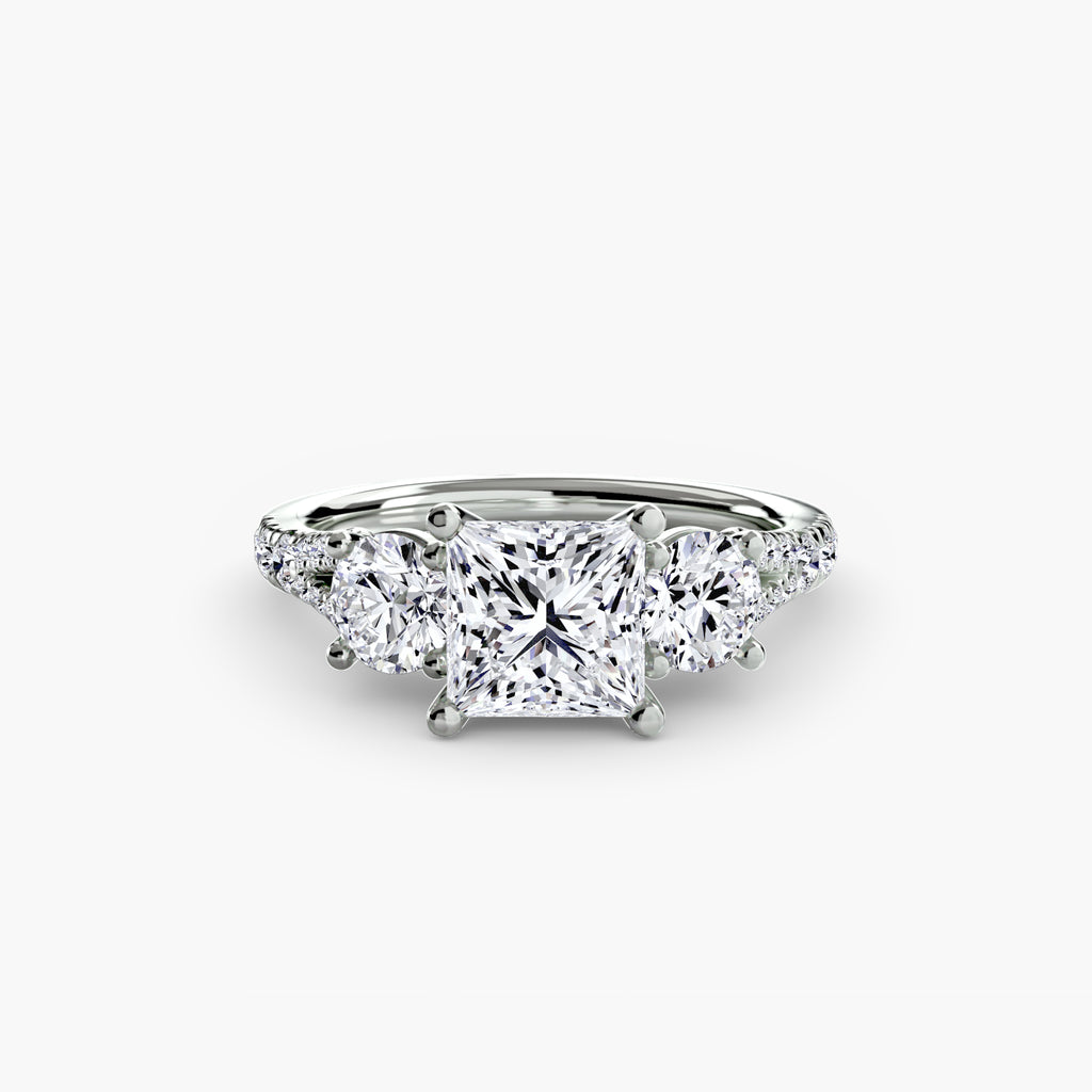 Delilcate Three-Stone Pavé Engagement Ring – The Violette
