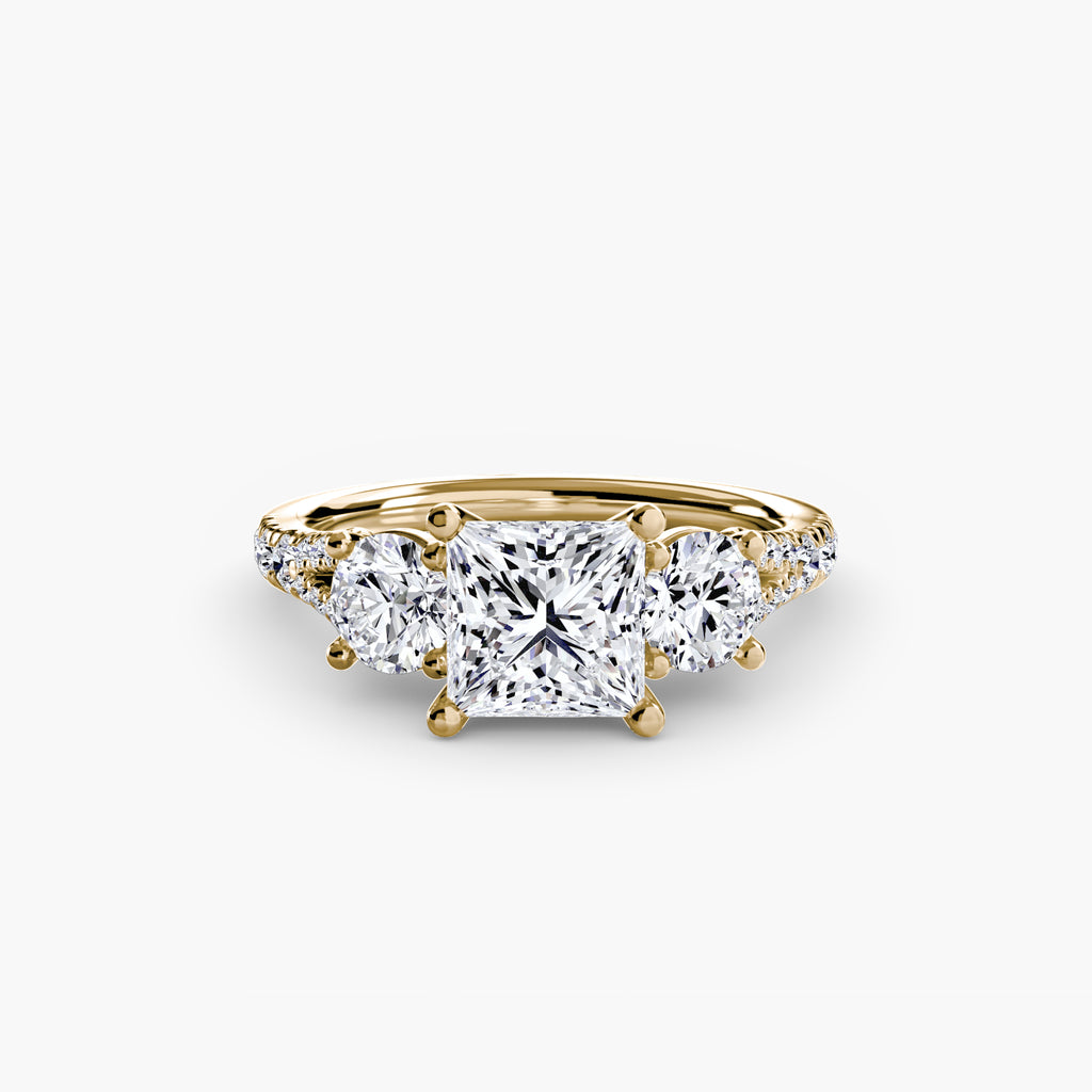 Delilcate Three-Stone Pavé Engagement Ring – The Violette